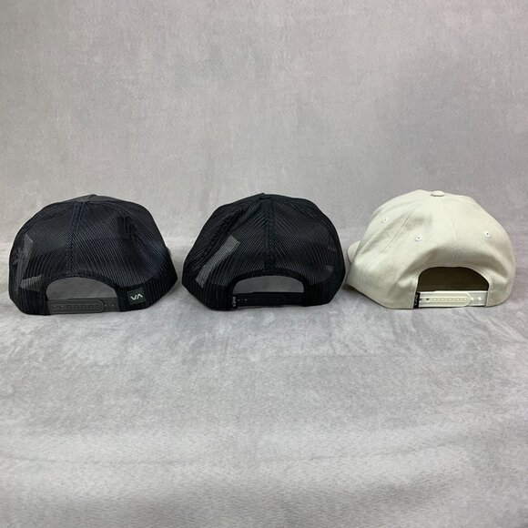Lot of 3 RVCA Hats Gray Black White Snapback Badge Neo Trucker Mesh One Size - Picture 5 of 12
